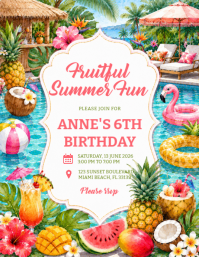 White Joyful Birthday Party Flyer Pamflet (VSA Brief) template