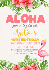 White Joyful Birthday Party Invitation A4 template