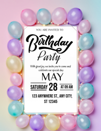 White Joyful Birthday Party Invitation Flyer template