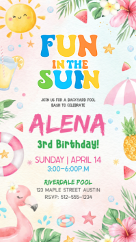 White Joyful Birthday Pool Party Instagram Story Instagram-verhaal template