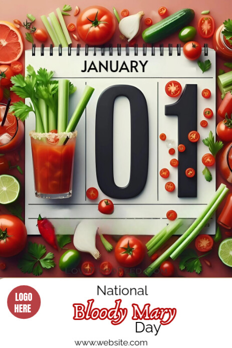 White Joyful Bloody Mary Day  Pinterest Graphic template