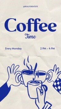White Joyful Blue Beige Minimal Simple Illustrated Sketch  Vintage Coffee Time Animated Instagram St Instagram-Reel template