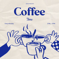 White Joyful Blue Beige Minimal Simple Illustrated Sketch  Vintage Coffee Time Animated Instagram St template