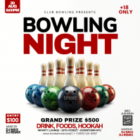 Putih Bowling Night Event Instagram 帖子 Template