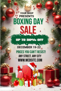 White Joyful Boxing Day Sale Pinterest Graphic template