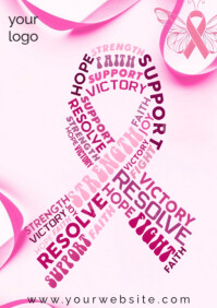 White Joyful Breast Cancer Awareness A2 template