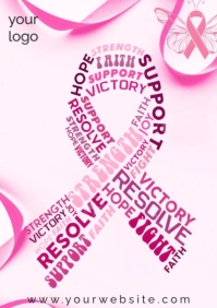 White Joyful Breast Cancer Awareness A2 template