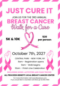 White Breast Cancer Awareness A4 Template