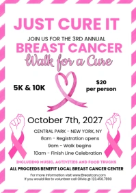 White Joyful Breast Cancer Awareness A4 template