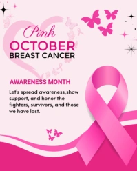 White Joyful Breast Cancer  Instagram Portrait template
