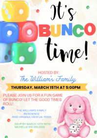 White Joyful Bunco Game Night Invitation A4 template