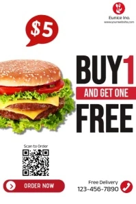 White Joyful Buy1 Get 1 Free G Banner 4' × 6' video animated template