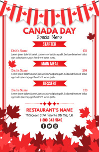White Joyful Canada Day Menu Tabloid template