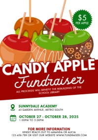 White Joyful Candy Apple Fundraiser A4 template