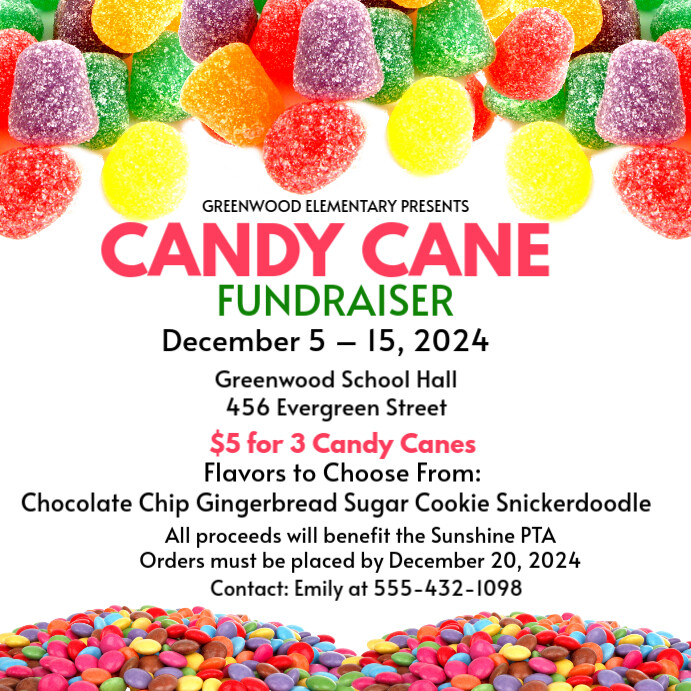White Joyful Candy Cane  Instagram Post template