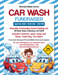 White Joyful Car Wash Fundraiser Flyer ใบปลิว (US Letter) template