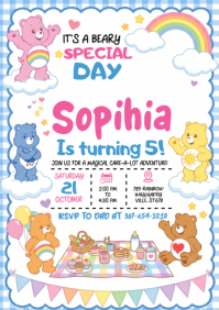 白色 Child's Birthday Party A4 Template