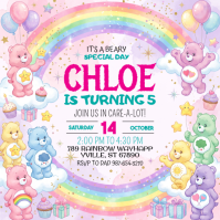 White Children's Birthday Party Persegi Template