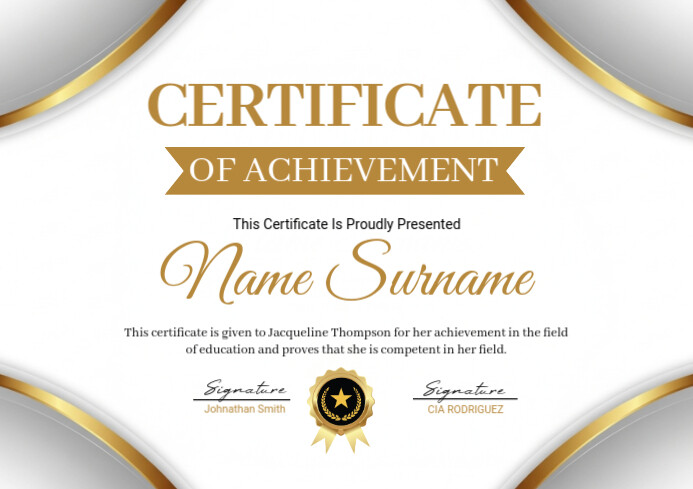 White Joyful Certificate Of Achievement A4 template