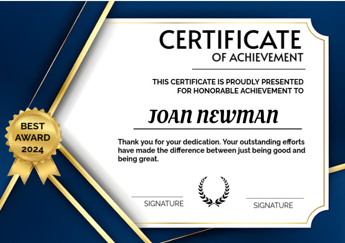 White Joyful Certificate Of Achievement  A4 template