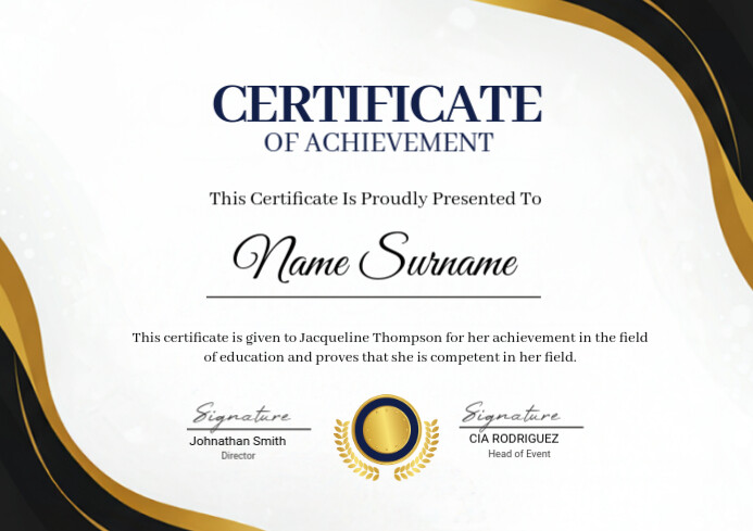 White Joyful Certificate Of Achievement A4 Template | PosterMyWall