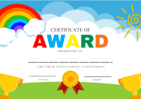 White Joyful Certificate of Achievement A5 template