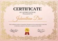 White Joyful Certificate Of Apreciation A4 template