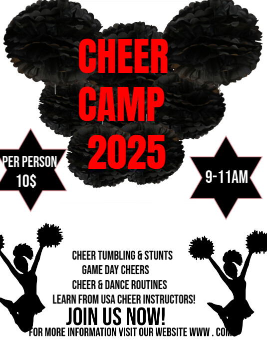 White Joyful Cheer Leader Camp Poster Flyer (us Letter) template