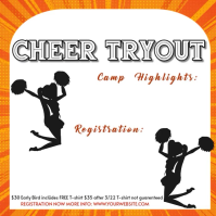 Blanco Cheerleading Tryouts โพสต์บน Instagram Template
