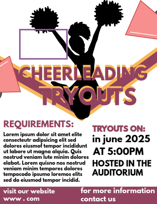 White Joyful Cheers Tryout Poster Flyer (us Letter) template