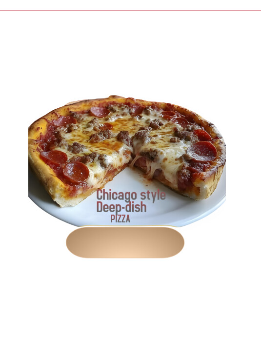 White Joyful Chicago Style Deep-dish Pizza  Flyer (us Letter) template