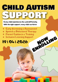 White Joyful Child Autism Support A1 template