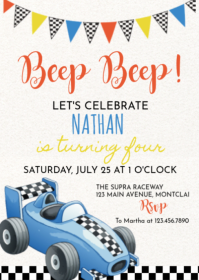 Biały Children's Birthday Invitation A6 Template