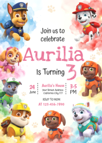 White Paw Patrol Birthday Party A6 Template