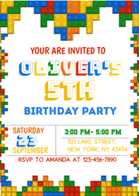 White Children's Birthday Party A6 Template