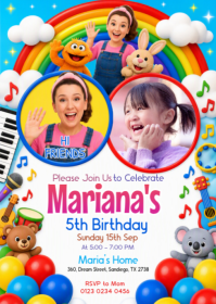 Biały Children's Birthday Party A6 Template