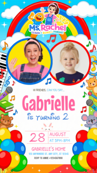 White Joyful Children's Birthday Party Digital Display template