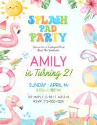 White Joyful Children's Birthday Party Flyer Volantino (US Letter) template