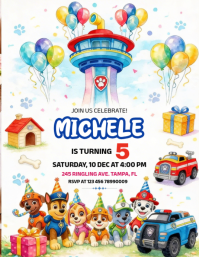 White Joyful Children's Birthday Party Flyer Pamflet (VSA Brief) template