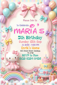Putih Children's Birthday Party Grafika na Pinterest Template