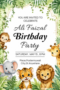 White Joyful Children's Birthday Party Poster Plakat template