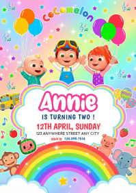 White Joyful Children's Birthday Party A4 Template | PosterMyWall
