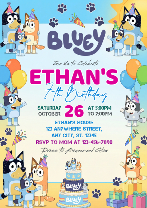 White Joyful Children's Birthday Party A4 Template | PosterMyWall
