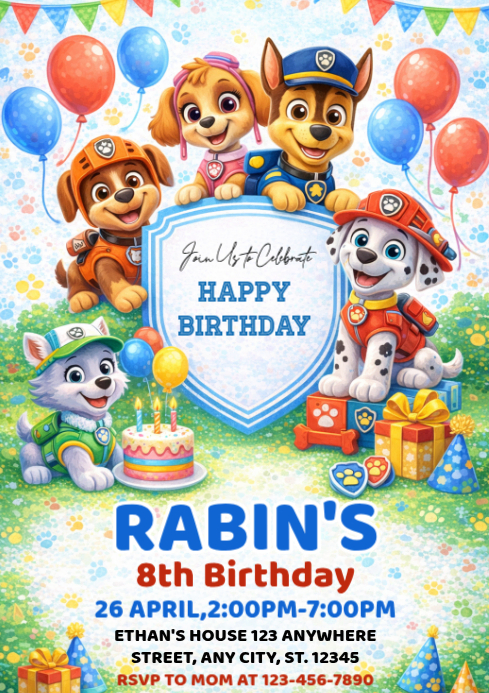 White Joyful Children's Birthday Party A4 Template | PosterMyWall