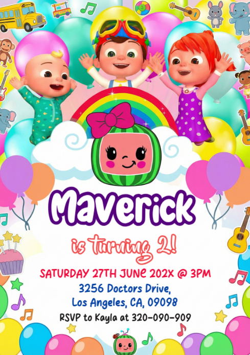 White Joyful Children's Birthday Party A4 Template | PosterMyWall