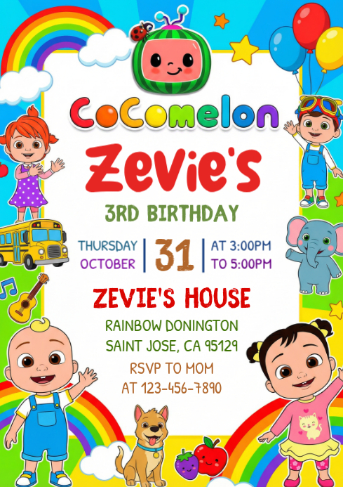 White Joyful Children's Birthday Party A4 Template | PosterMyWall