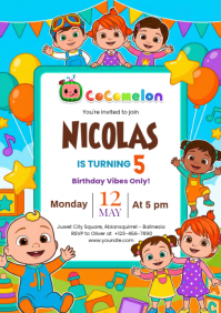 White Joyful Children's Birthday Party A4 Template | PosterMyWall