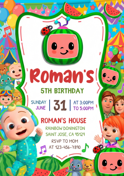 White Joyful Children's Birthday Party A4 Template | PosterMyWall