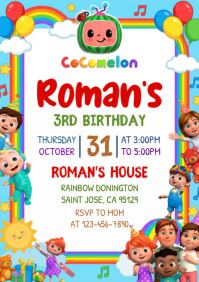 White Joyful Children's Birthday Party A4 Template | PosterMyWall
