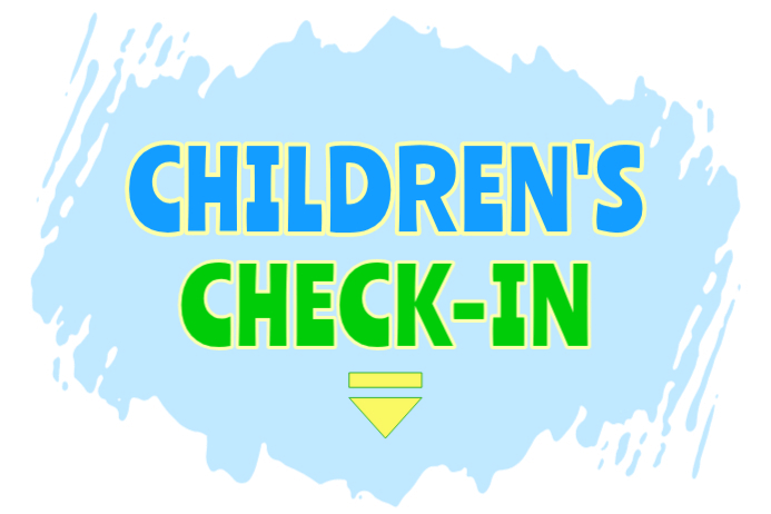 White Joyful Children Check In Desk Sign Church School Event Reception ...